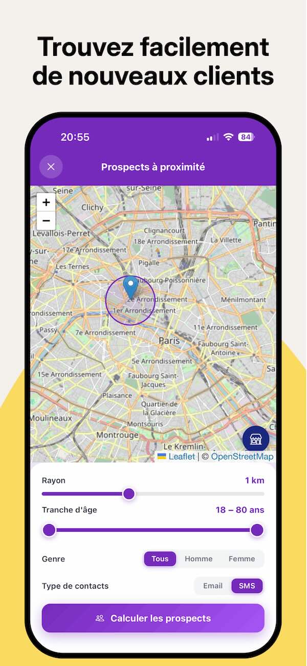 LeClientRoi - Interactive map for nearby prospects